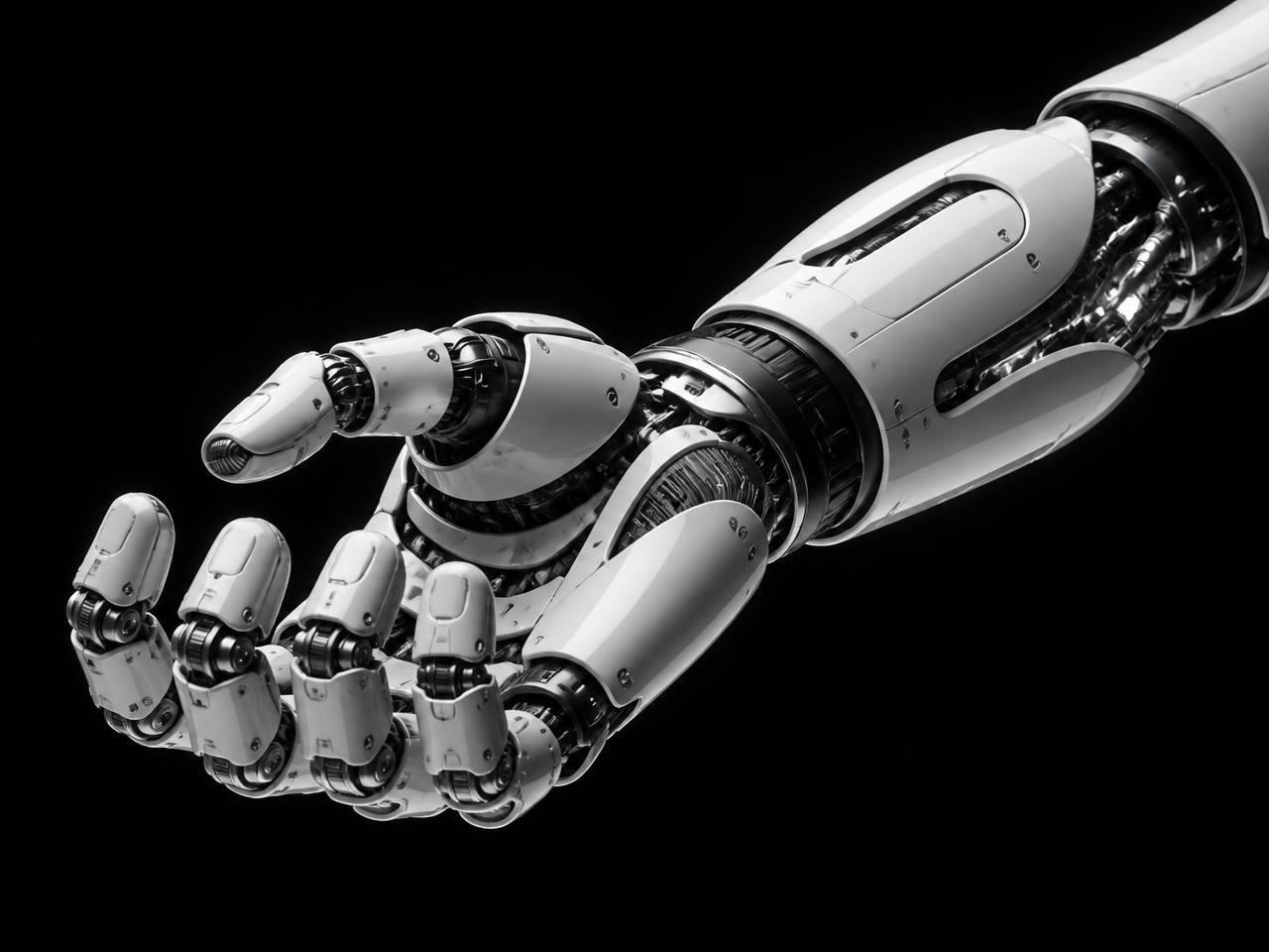 Macro studio shot of the robot's articulated hand